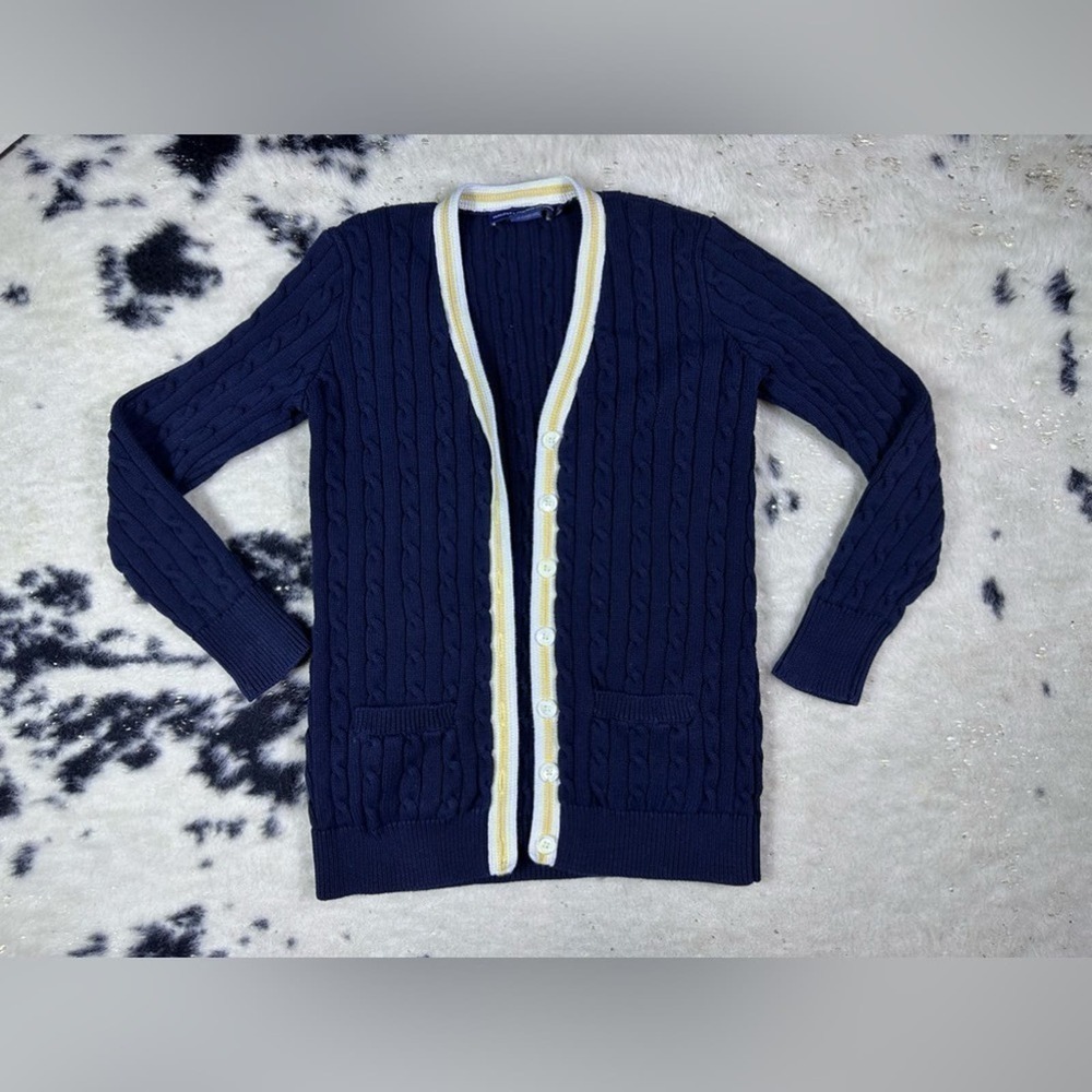 Ralph Lauren Sport Women’s Navy Blue Button Down Knit Cardigan Size Large